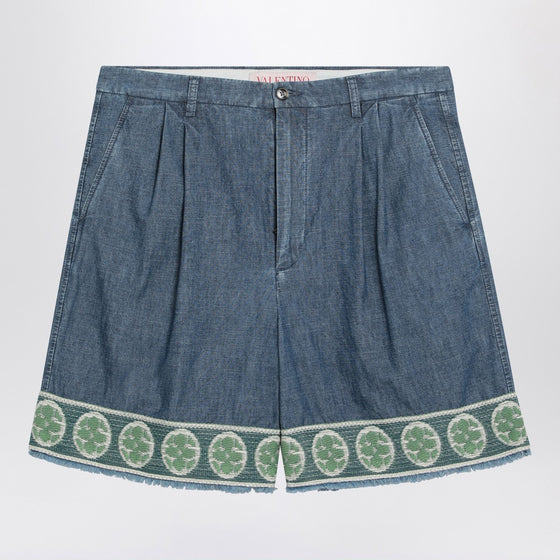 Valentino Blue bermuda short with jacquard bottom