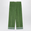 Valentino Green velvet trousers with jacquard hem