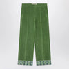 Valentino Green velvet trousers with jacquard hem
