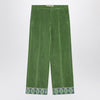 Valentino Green velvet trousers with jacquard hem