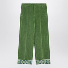  Valentino Green velvet trousers with jacquard hem