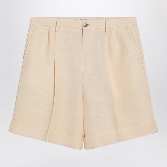Valentino Butter-coloured Bermuda shorts with turn-ups