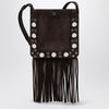 Valentino Garavani Nellcôte brown suede bag with fringes and studs
