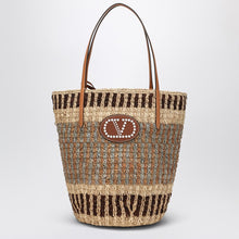  Valentino Garavani Shopping bag Vlogo Signature in multicolored raffia