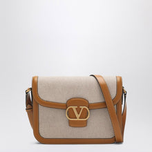  Valentino Garavani 9TO5 beige canvas and leather bag