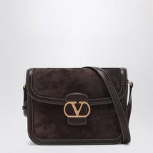  Valentino Garavani Dark brown leather and suede 9TO5 bag