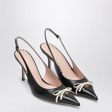  Valentino Garavani Black pointed slingback with bow