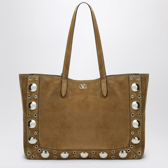 Valentino Garavani Large Nellcôte tote bag in havana suede