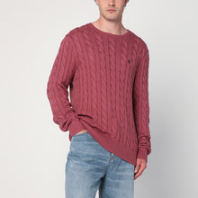  Polo Ralph Lauren Prune juice coloured cotton cable-knit jumper