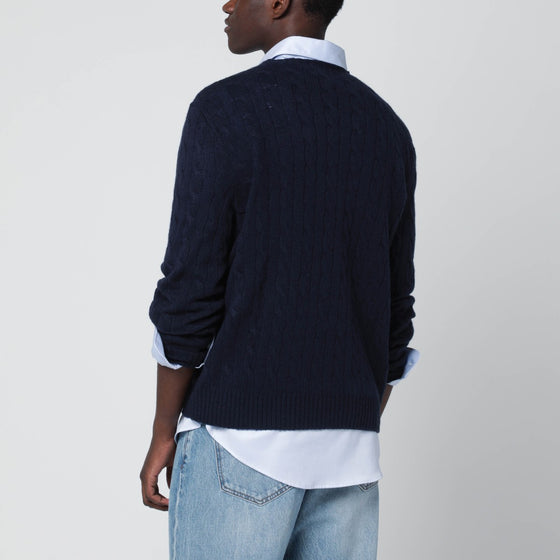Polo Ralph Lauren Navy blue cable knit jumper in wool and cashmere
