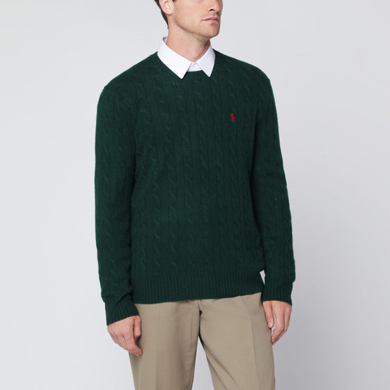 Polo Ralph Lauren Moss-coloured wool and cashmere cable-knit sweater