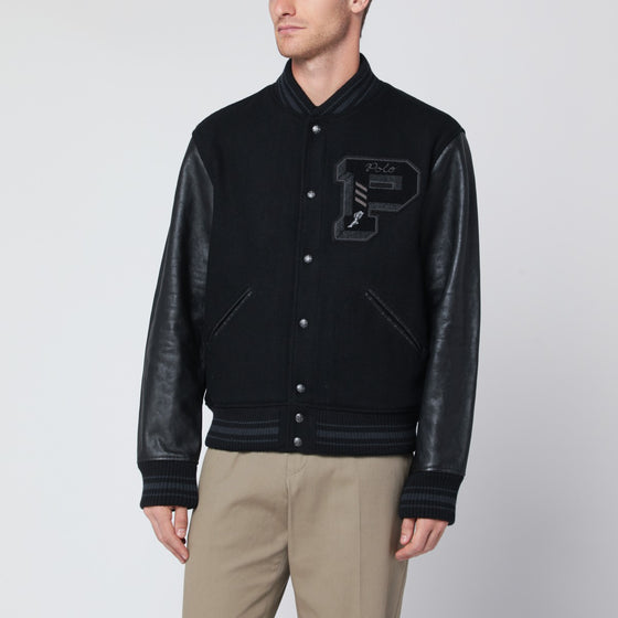 Polo Ralph Lauren Black wool-blend Letterman jacket