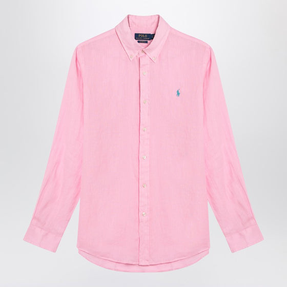 Polo Ralph Lauren Pink shirt in linen Custom-Fit