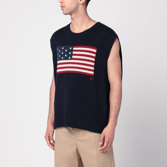 Polo Ralph Lauren Navy blue vest with flag Big-Fit