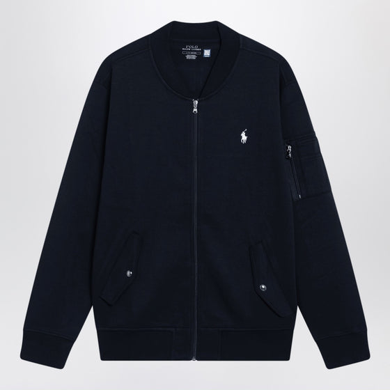 Polo Ralph Lauren Navy blue zip-up cotton-blend sweatshirt