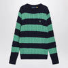 Polo Ralph Lauren Navy blue/green striped cable knit sweater