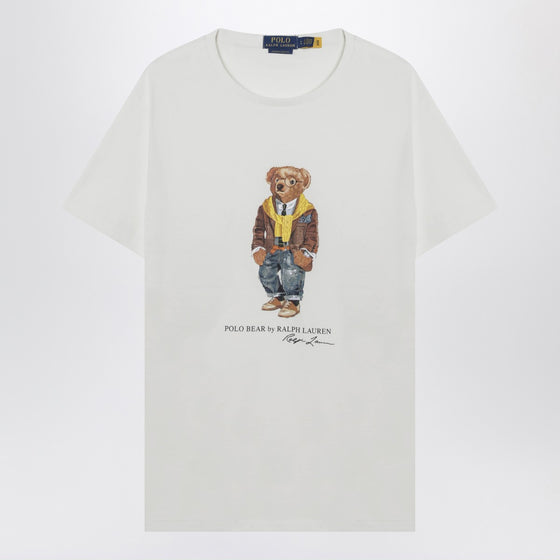 Polo Ralph Lauren White Polo Bear T-shirt Custom Slim-Fit