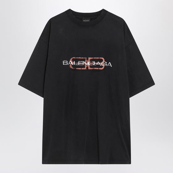 Balenciaga Faded black BB Icon Stencil Medium Fit T-shirt