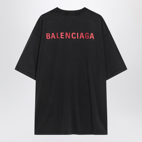 Faded black Balenciaga Back Medium Fit T-shirt