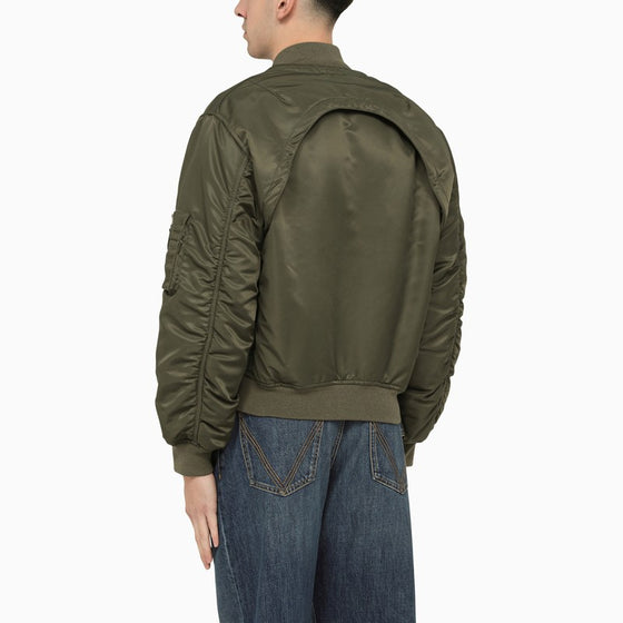 Alexander McQueen Convertible khaki nylon bomber jacket