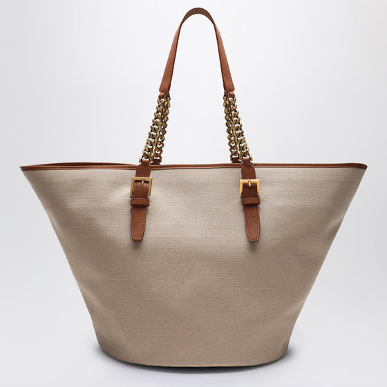 Saint Laurent Desert-coloured shoulder bag in canvas and leather