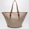 Saint Laurent Desert-coloured shoulder bag in canvas and leather