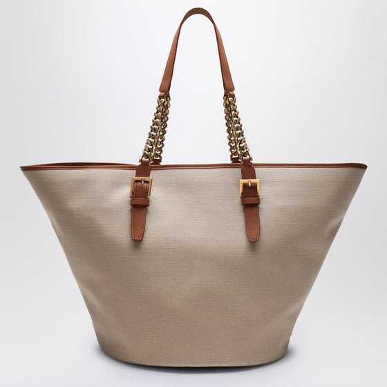 Saint Laurent Desert-coloured shoulder bag in canvas and leather