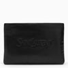 Saint Laurent Black padded leather clutch bag with logo