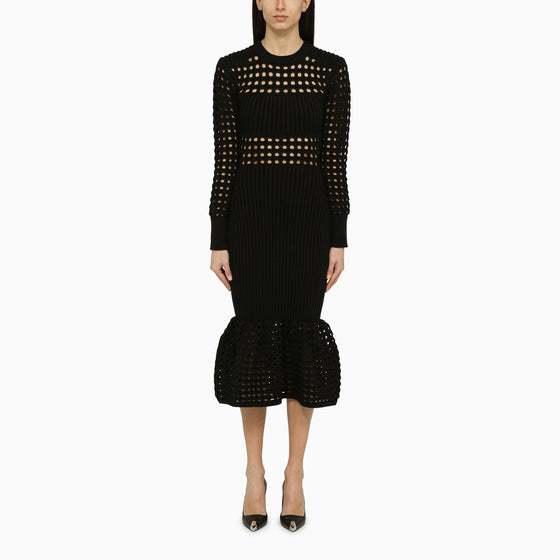 Alexander McQueen Black knitted midi dress
