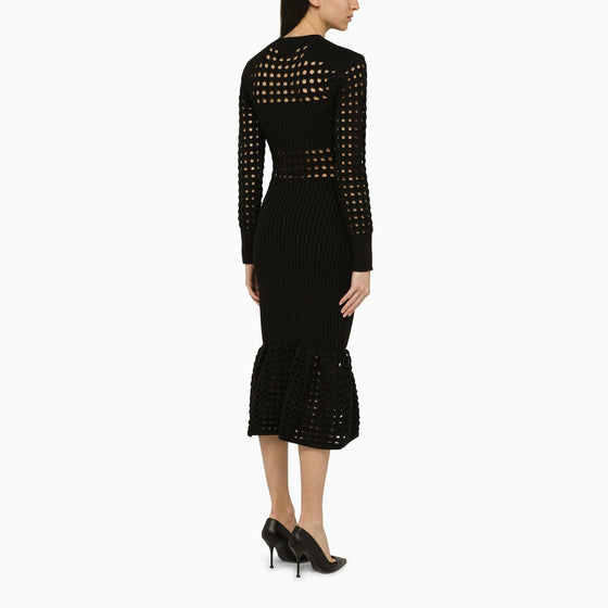 Alexander McQueen Black knitted midi dress
