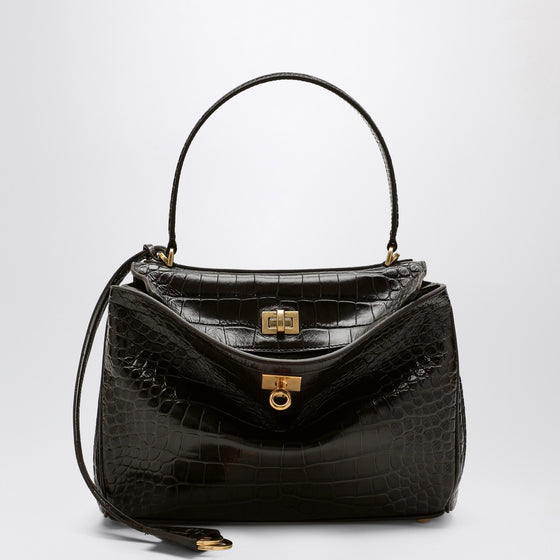 Balenciaga Small Rodeo bag in brown crocodile-effect leather