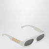 GUCCI White acetate geometric sunglasses