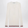 GUCCI White silk jersey with web ribbon