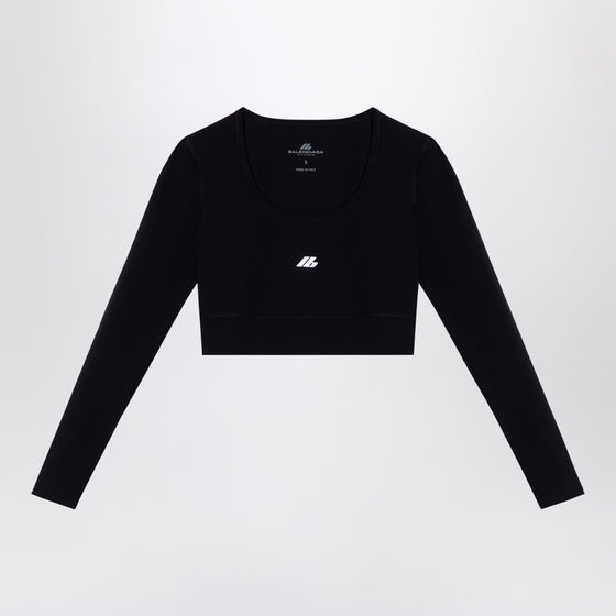 Balenciaga Black Activewear top in matt nylon blend