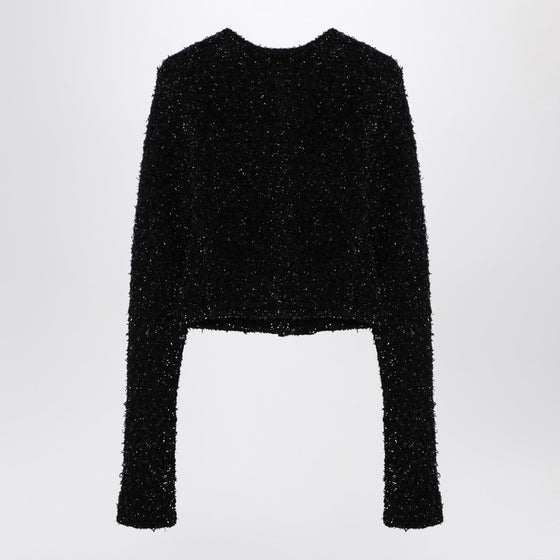 Balenciaga Black cotton blend tweed cropped cardigan