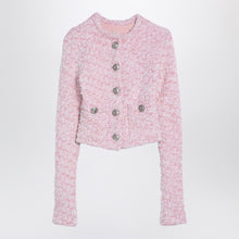  Balenciaga Pink cotton blend tweed cropped cardigan