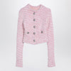 Balenciaga Pink cotton blend tweed cropped cardigan