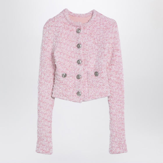 Balenciaga Pink cotton blend tweed cropped cardigan