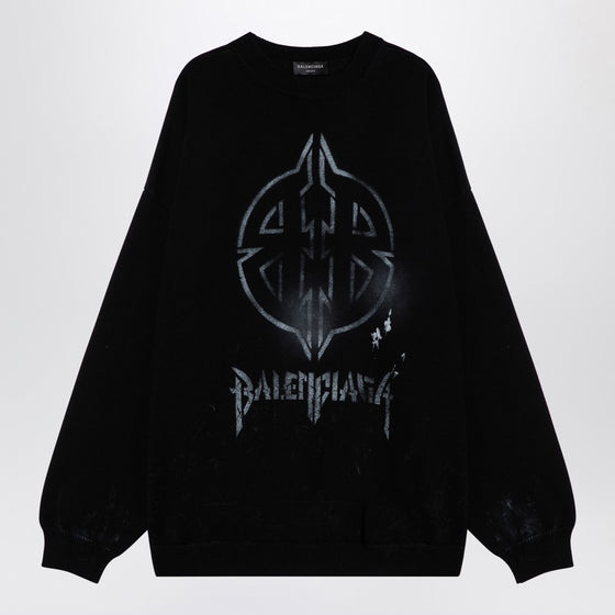 Balenciaga Black cotton blend jumper with print