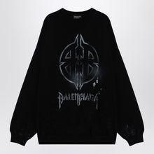  Balenciaga Black cotton blend jumper with print