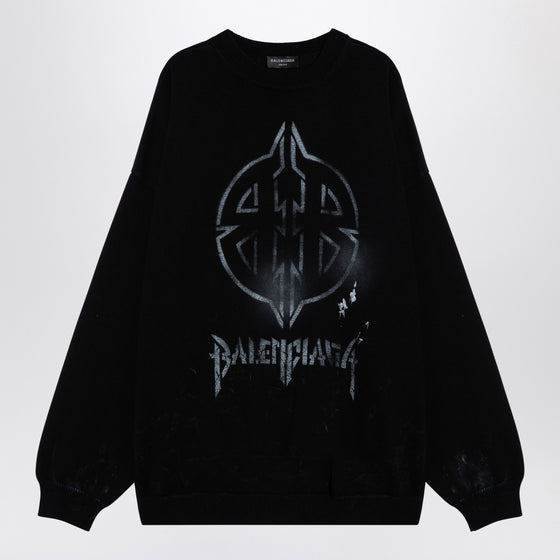 Balenciaga Black cotton blend jumper with print