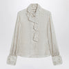 Valentino Light beige silk-blend shirt with ruffles