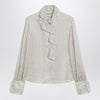 Valentino Light beige silk-blend shirt with ruffles