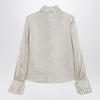 Valentino Light beige silk-blend shirt with ruffles
