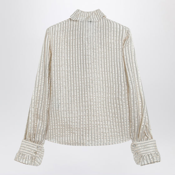 Valentino Light beige silk-blend shirt with ruffles