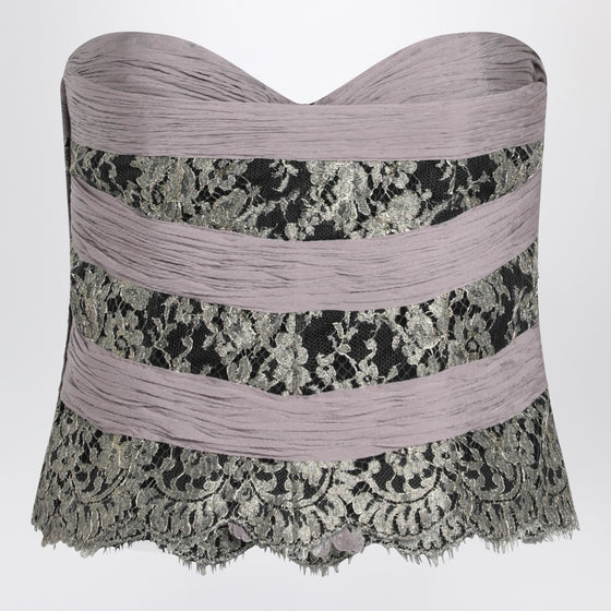 Valentino Grey/mauve/gold chiffon silk top