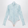 Valentino Light blue-grey floral lace bodysuit
