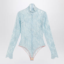  Valentino Light blue-grey floral lace bodysuit