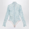 Valentino Light blue-grey floral lace bodysuit
