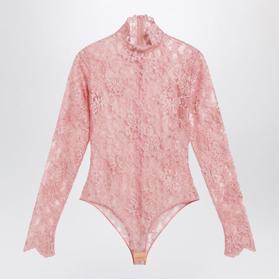 Valentino Peach pink floral lace bodysuit
